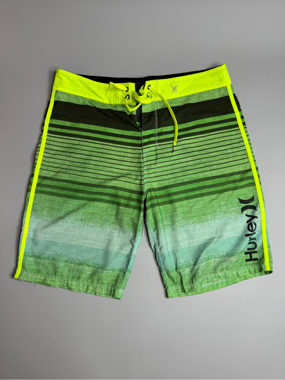 Hurley Men’s Neon Yellow and Green Gradient Boardshorts